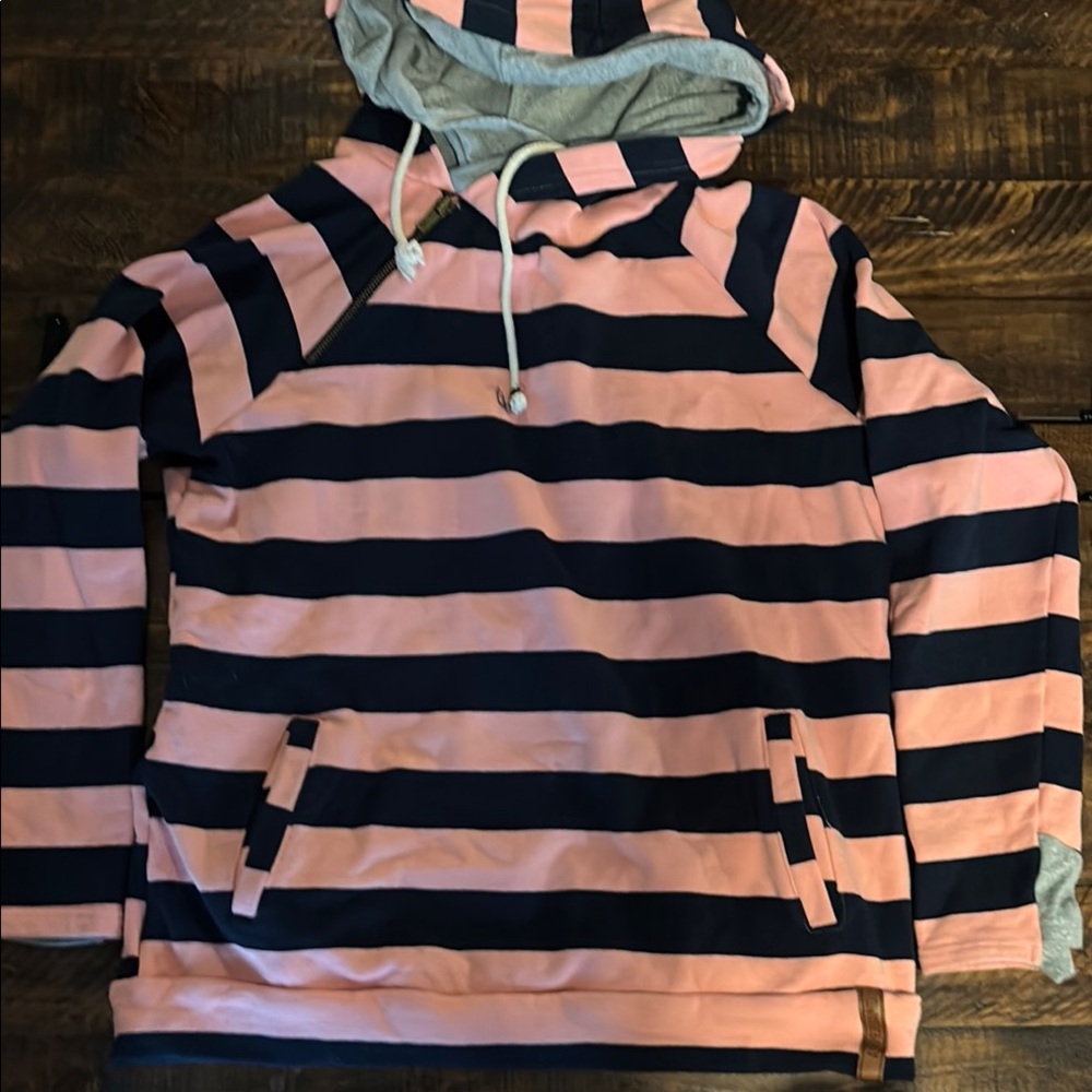 Striped Pink and Black Women's Hoodie